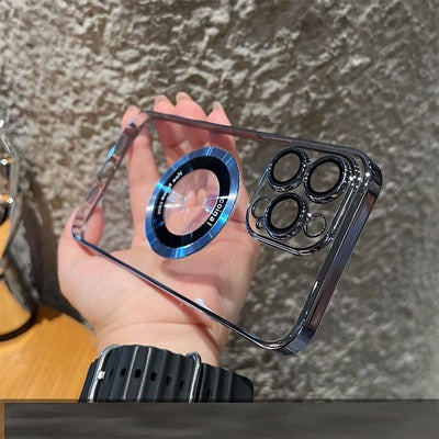 Funda magnética transparente para iPhone